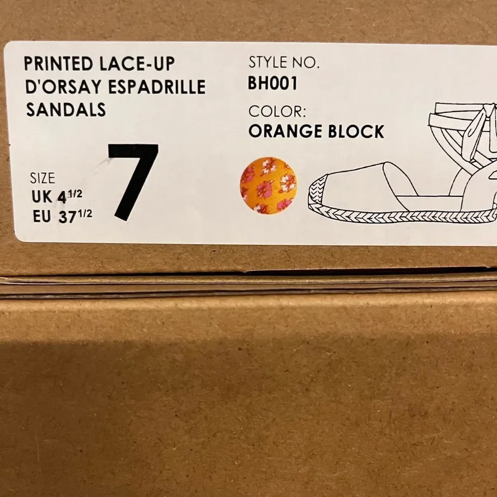 J CREW‎ Women's Espadrille Sandals Floral Canvas Ankle-Wrap Flat Shoes Size7 $89